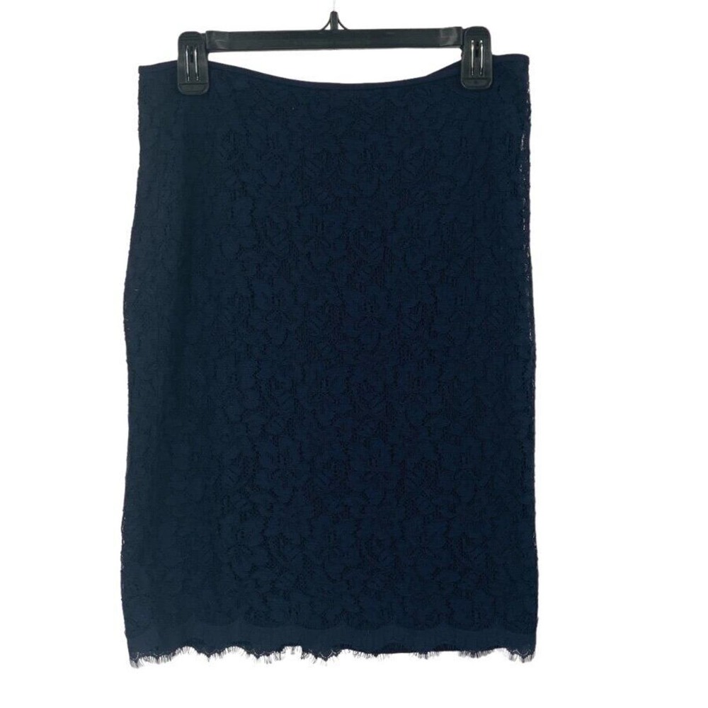 Diane Von Furstenberg Women's‎ Lined Pencil Skirt Navy Lace Size 10